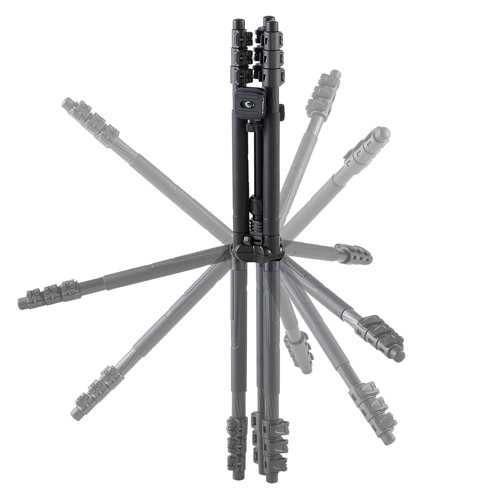 中型トラベルカーボン三脚 GUT-E543 AS 自由雲台付 4段 アルカスイス互換