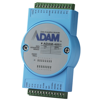 ADAM-4000シリーズ RS-485対応 リモートI/O LED Modbus付16チャンネル絶縁デジタル入力モジュール