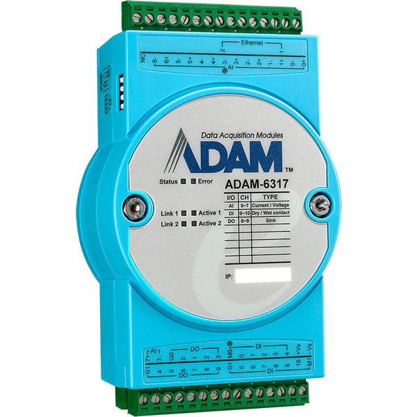 ADAM-6000シリーズ 8AI/10DI/11DO IoT Modbus/OPC UA Ethernet Remote I/O
