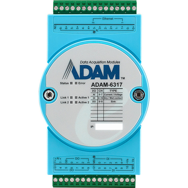 ADAM-6000シリーズ 8AI/10DI/11DO IoT Modbus/OPC UA Ethernet Remote I/O