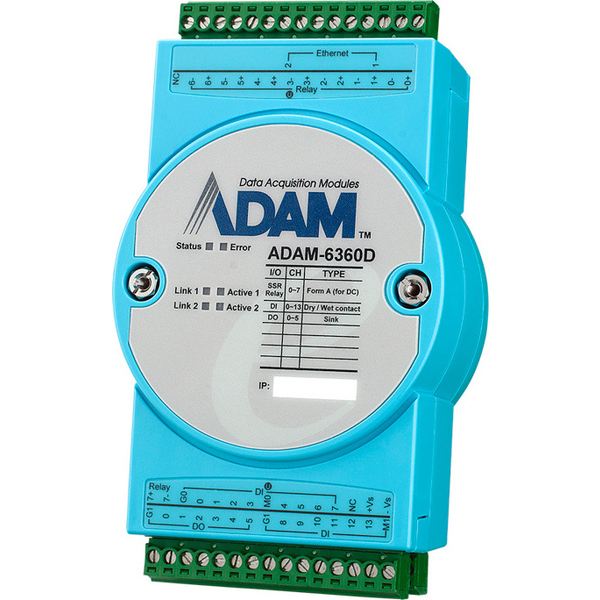 ADAM-6000シリーズ 8Relay(SSR)/14DI/6DO IoT Modbus/OPC UA Ethernet Remote I/O