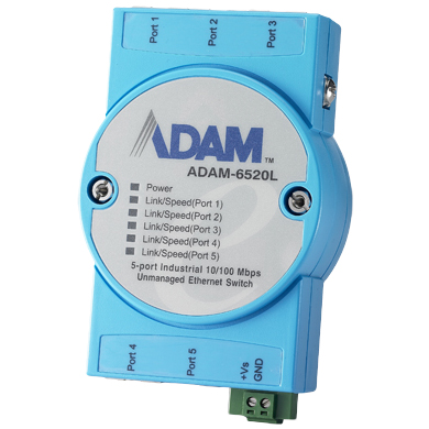 ADAM-6520L 5ポート 10/100Mbps 産業用アンマネージドイーサネットスイッチ