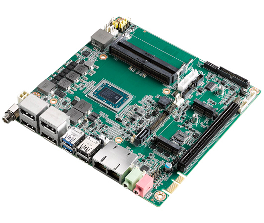 AIMB 産業用マザーボード 組込み向けAMD Ryzen V1605B mini-ITX： 4 DP 2×USB 3.1 4×USB2.0 6COM 12-24V DC入力
