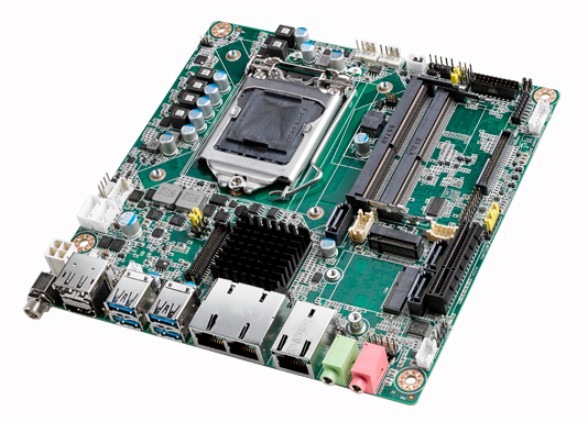 産業用マザーボード 第8、9世代 Intel Core i対応 H310搭載Mini-ITXマザーボード 2GbE/2COM/3SATA/HDMI/4USB3.0/12Vdc単一電またはATX電源対応