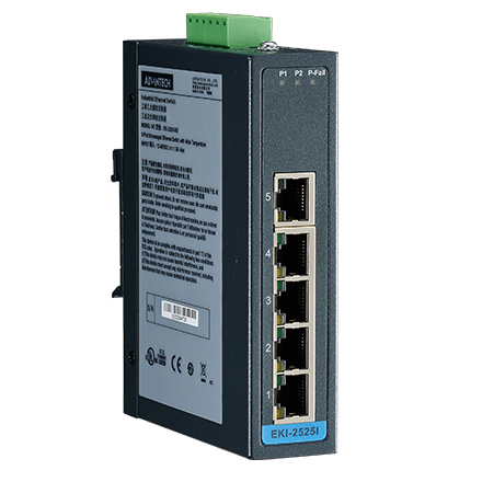 5ポート広範囲動作温度対応産業用イーサネットスイッチ