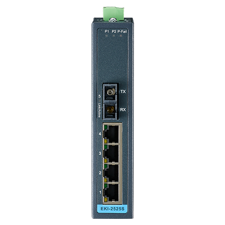 産業用コミュニケーションEKI 4 + 1FX Single-Mode unmanaged Ethernet switch