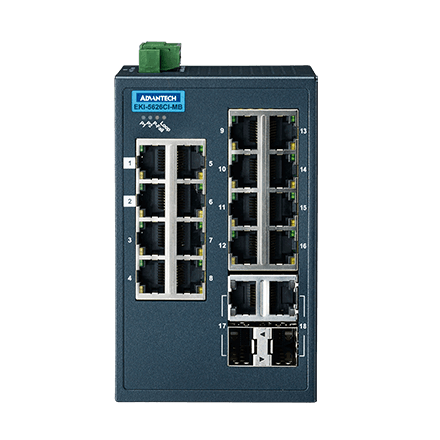 産業用コミュニケーションEKI 16 + 2G Combo Port Entry Level Managed Switch Supporting Modbus/TCP Extreme Temp