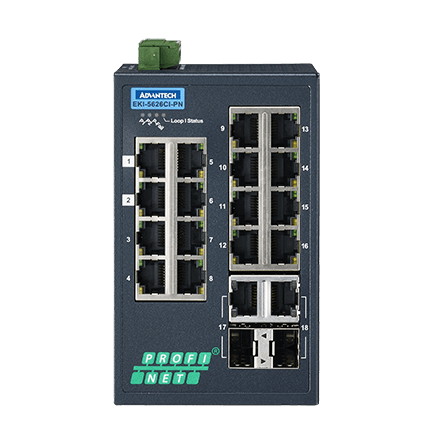 産業用コミュニケーションEKI 16 + 2G Combo Port Entry Level Managed Switch Supporting Profinet Extreme Temp