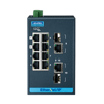 産業用コミュニケーションEKI ETHERNET DEVICE 8FE + 2G Ind. Switch with EtherNet/IP W/T.