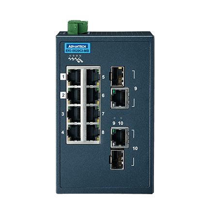 産業用コミュニケーションEKI ETHERNET DEVICE 8FE + 2G Ind. Switch with Modbus TCP/IP W/T.