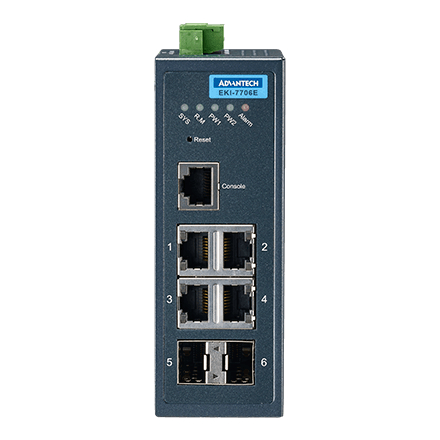 産業用コミュニケーションEKI 4FE + 2SFP Managed Ethernet Switch