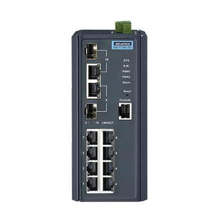 産業用コミュニケーションEKI 8FEポート + 2G SFP/コンボポート 産業用マネージドスイッチ ワイド温度範囲動作モデル
