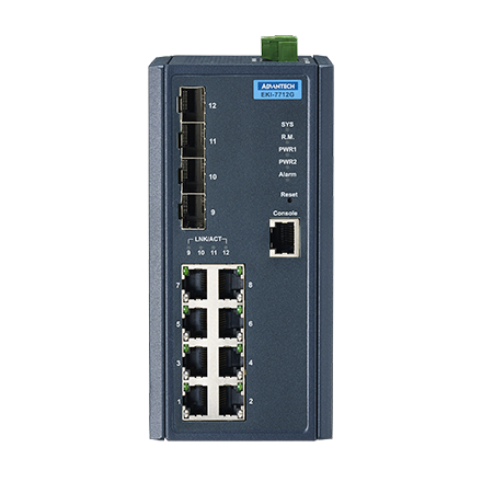 産業用コミュニケーションEKI 8 Gigabit Ethernet + 4SFP Managed Switch Wide Temperature
