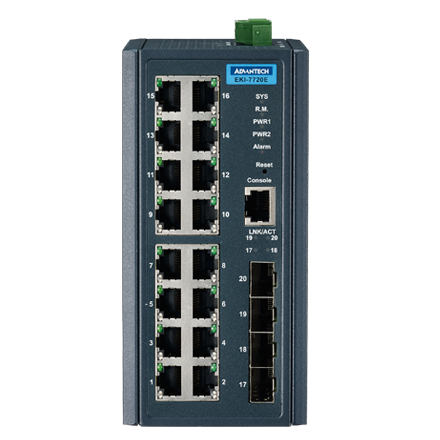 産業用コミュニケーションEKI 16 Fast Ethernet + 4SFP Managed Ethernet Switch Wide Temperature