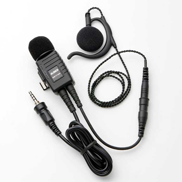 IP防沫・耳掛け型 業務仕様イヤホンマイク 1軸4極ねじ込み式プラグ