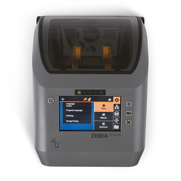 RFID対応デスクトッププリンタ Zebra ZD621RFID 熱転写式 203dpi 4インチ USB RS232C Ethernet Bluetooth USBHost ラベル印刷 オートカッター付き