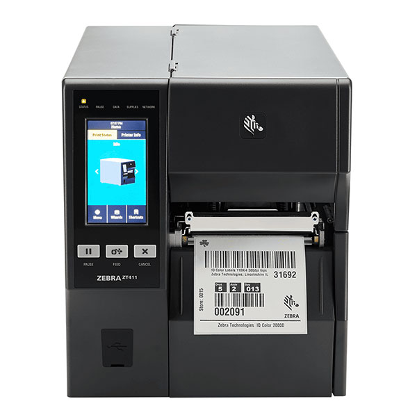 産業用プリンタ Zebra ZT411 熱転写式 600dpi 4インチ USB RS232C Ethernet Bluetooth USBHost ラベル印刷 オートカッター付き