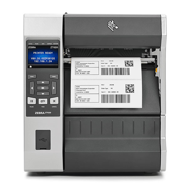産業用プリンタ Zebra ZT620 熱転写式 203dpi 6インチ USB RS232C Ethernet Bluetooth USBHost ラベル印刷 剥離機能付き