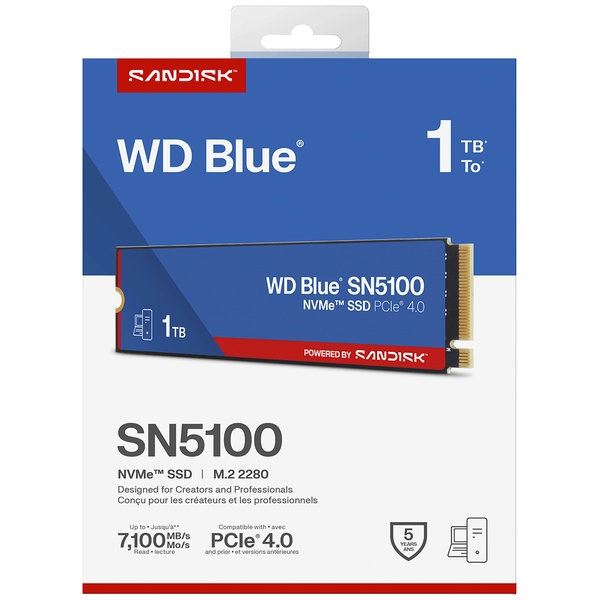 WD Blue SN5100 シリーズ メインストリームモデル M.2 PCIe Gen4x4 NVMe 接続SSD (1TB)
