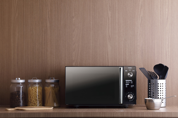 ミラーガラスフラット電子レンジ ブラック