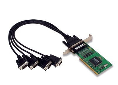 4ポート RS-232C ユニバーサルPCIボード、ロープロファイル、DB25ケーブル付