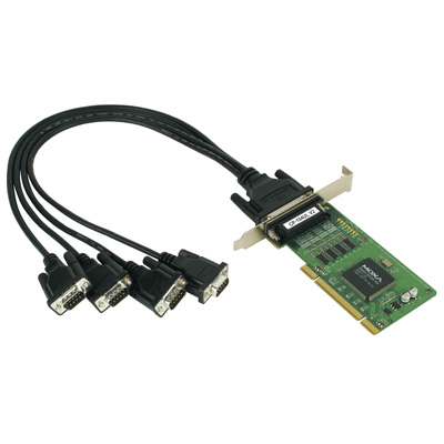 4ポート RS-232C ユニバーサルPCIボード、ロープロファイル、DB9ケーブル付