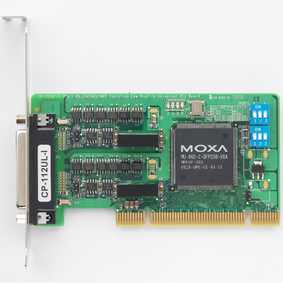 2ポート RS-232C/422/485 ユニバーサルPCIボード、ロープロファイル、オプティカルアイソレーション、DB9（オス）ケーブル付