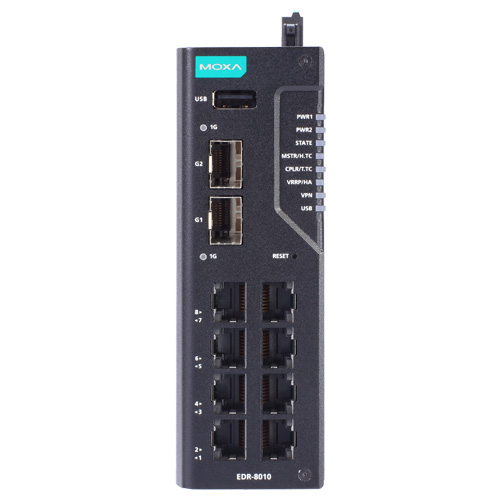 8FE銅線＋2GbE SFPマルチポート 産業用セキュアルーター VPN コンフォーマルコーティング (ワイド温度モデル)