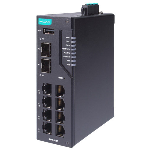 8FE銅線＋2GbE SFPマルチポート 産業用セキュアルーター VPN コンフォーマルコーティング (ワイド温度モデル)