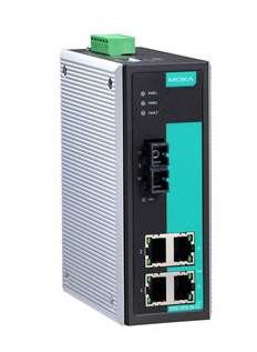 工業用イーサネットスイッチ （4ポートRJ45、1ポートシングルモードファイバSC）