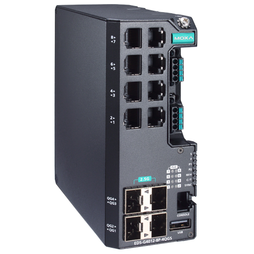 12Gポート (802.3bt PoEポートオプション：8) フルギガビット マネージドイーサネットスイッチ 48 VDC入力 ワイド温度モデル