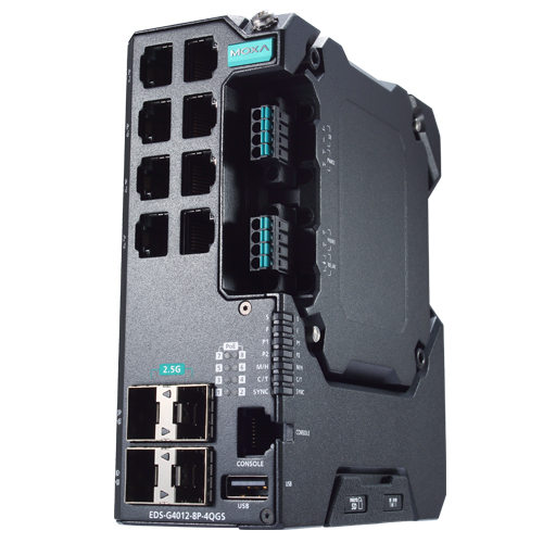 12Gポート (802.3bt PoEポートオプション:8) フルギガビット マネージドイーサネットスイッチ 48 VDC入力 ワイド温度モデル