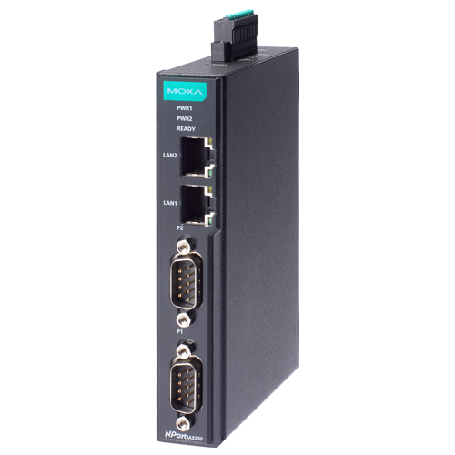 産業オートメーション用 DINレール 2ポート シリアルデバイスサーバー