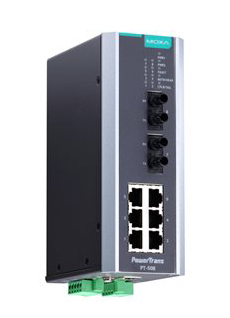 IEC 61850認証 産業用 8ポートマネージド・イーサネットスイッチ/6x10/100BaseT(X)/2x100BaseFXマルチモード/STコネクタ/48VDC