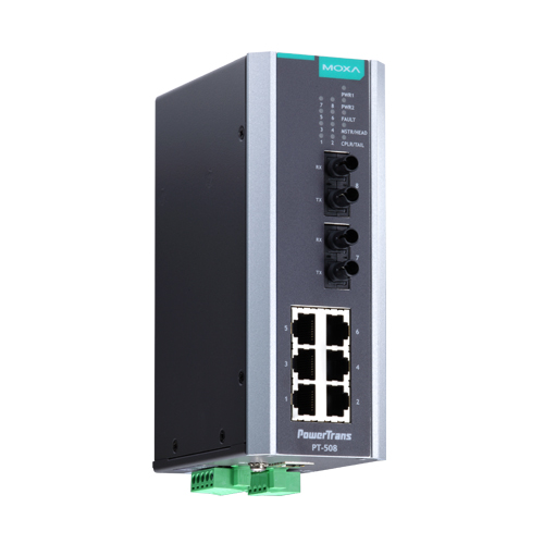 IEC 61850認証 産業用 8ポートマネージド・イーサネットスイッチ/6x10/100BaseT(X)/2x100BaseFXシングルモード/SCコネクタ/48VDC