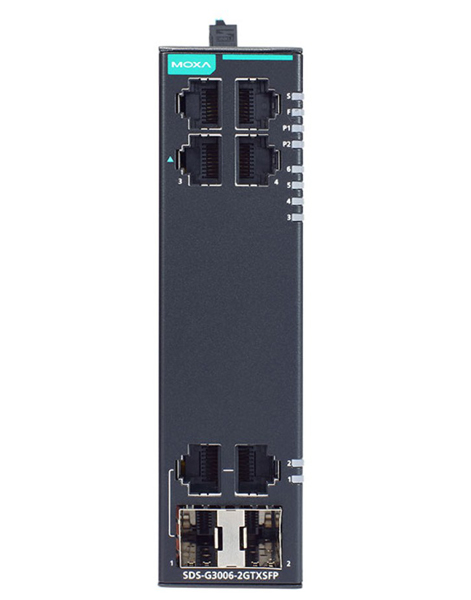 4PoE+ポート付き 産業用 6ポート(2コンボポート) フルギガビット スマートイーサネットスイッチ (ワイド温度モデル)