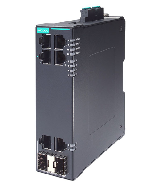 4PoE+ポート付き 産業用 6ポート(2コンボポート) フルギガビット スマートイーサネットスイッチ (ワイド温度モデル)