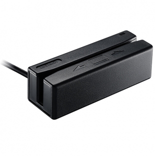 磁気カードリーダ、黒、USBケーブル、トラックI＆II＆III