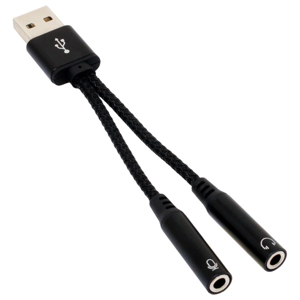 USBオーディオ変換ケーブル ヘッドフォン+マイク用
