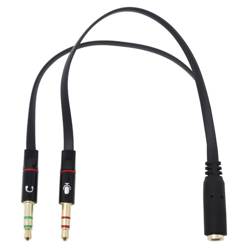 ヘッドフォン＋マイクプラグ - 4極ミニジャック分岐ケーブル 20cm