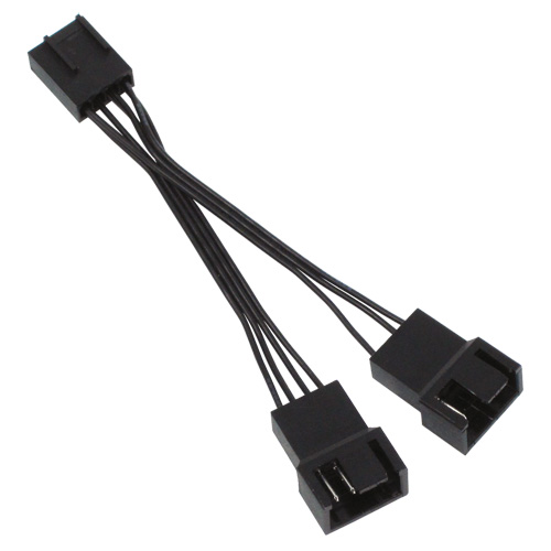 PWMファン用二股電源リボンケーブル 5cm ブラック