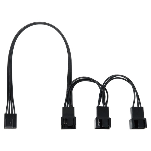 PWMファン用電源3分岐デイジーチェーンケーブル 34cm ブラック