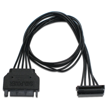 シリアルATA用電源延長ケーブル 下L型30cm ブラック