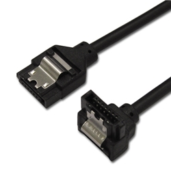 ラッチ付 シリアルATAラウンドケーブル 片下L型コネクタ