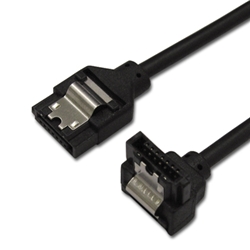 ラッチ付 シリアルATAラウンドケーブル 片下L型コネクタ