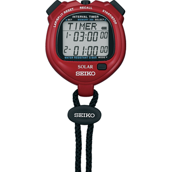 デジタルストップウオッチ インターバルタイマー ソーラー パワーレッド