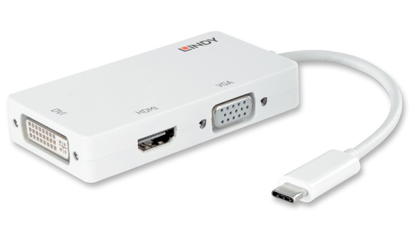 LINDY USB3.1 Type C to HDMI/DVI/VGA 3in1 アクティブ変換アダプタ