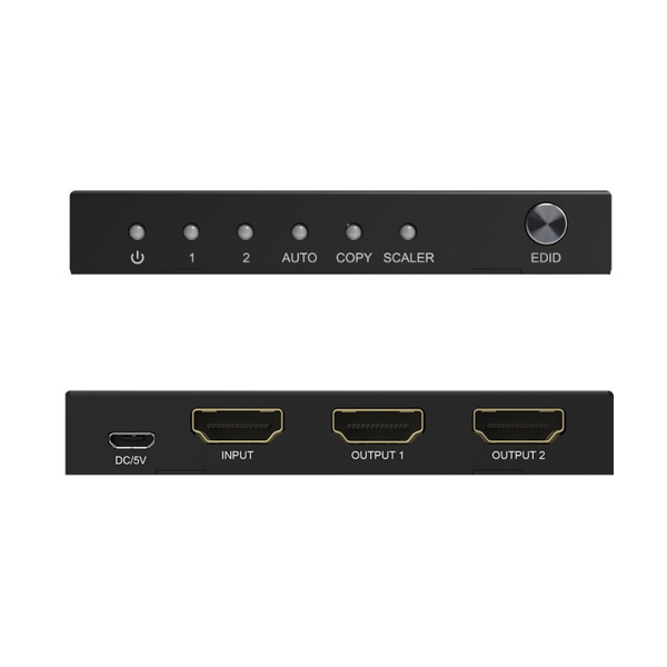 ダウンスケール機能搭載 4K60Hz、3D対応1入力2出力HDMI分配器