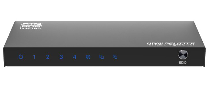 ダウンスケール機能搭載 4K60Hz、3D対応1入力4出力HDMI分配器