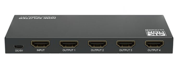 ダウンスケール機能搭載 4K60Hz、3D対応1入力4出力HDMI分配器